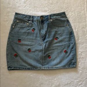 Jean Skirt With Small Cherries